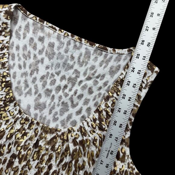 St John’s Bay Sleeveless Top Leopard Print Metallic Gold Brown Womens Petite PL - Picture 3 of 5